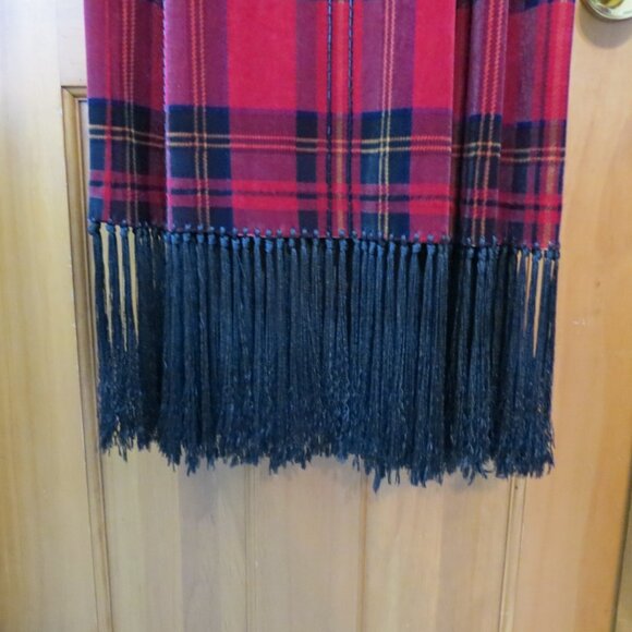 Ronnie Nicole Red & Black Plaid Skirt Midi Velvet Beading Fringe Size Medium - Picture 6 of 9